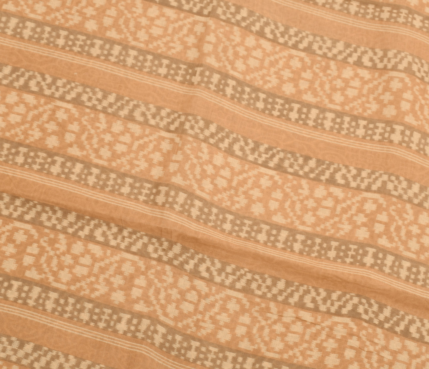 Sushila Vintage Brown Saree 100% Pure Cotton Printed Floral Sari Craft Fabric