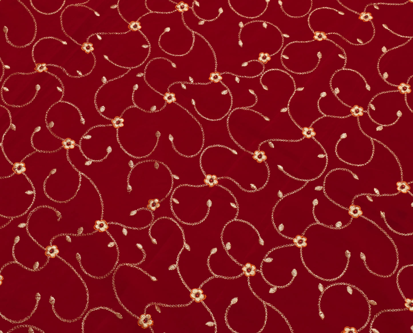 Sushila Vintage Maroon Saree 100% Pure Crepe Silk Embroidered Floral Sari Fabric
