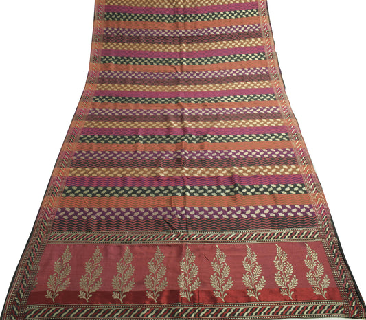 Sushila Vintage Multi-Color Saree 100% Pure Silk All Over Woven Sari Fabric
