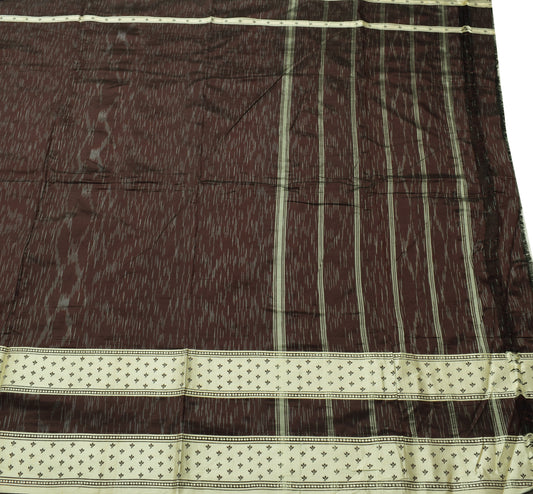 Sushila Vintage Maroon Saree 100% Pure Silk Hand Woven Soft Sari Craft Fabric