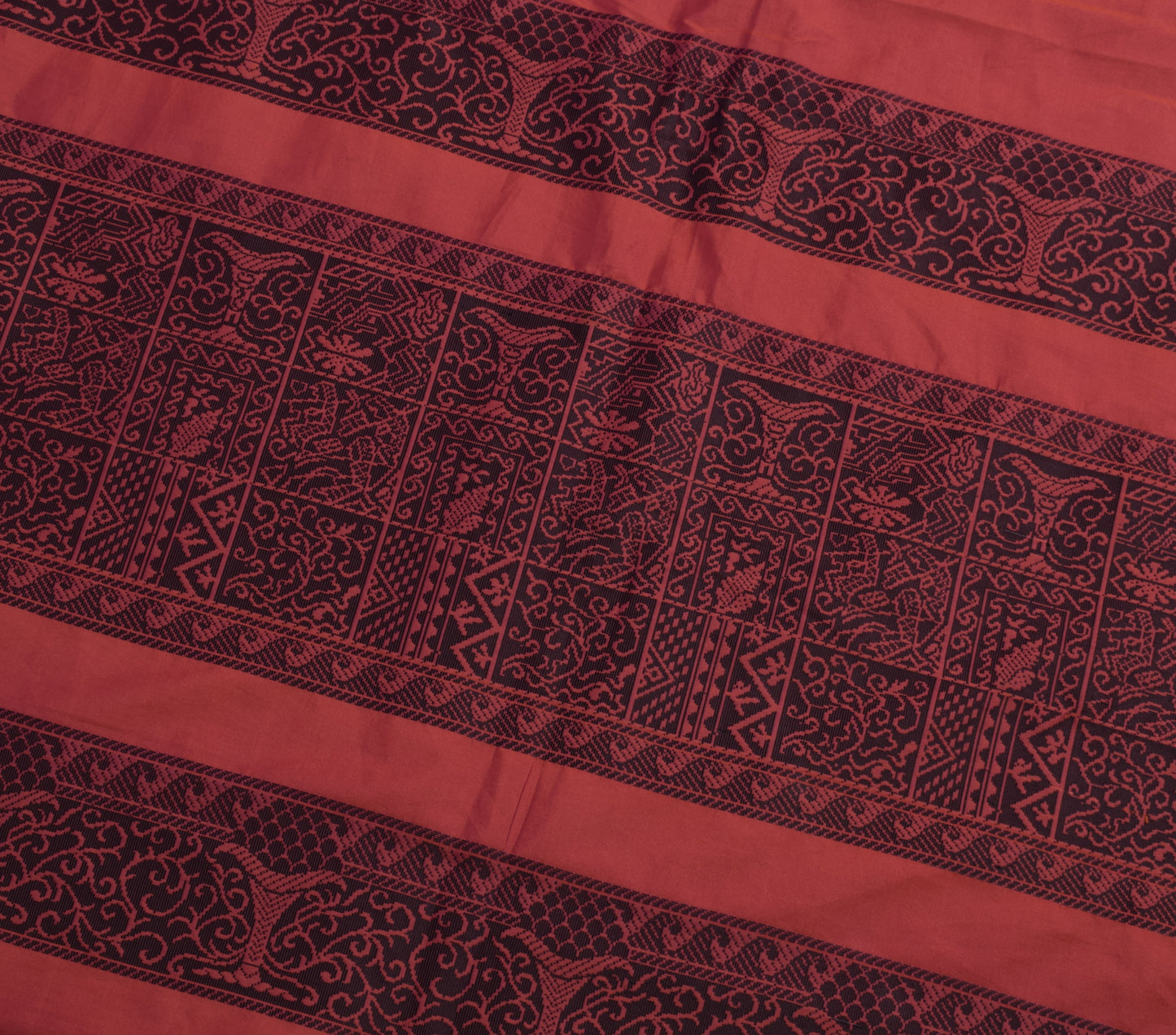 Sushila Vintage Dual Tone Indian Saree Art Silk Woven Floral Sari Craft Fabric