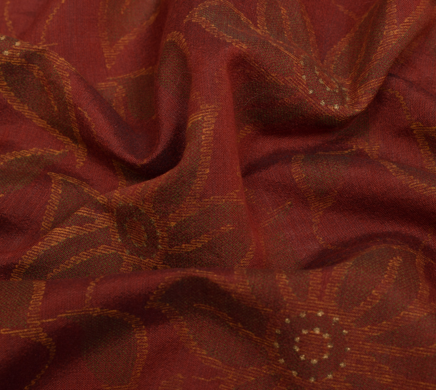 Sushila Vintage Maroon Saree Blend Silk Woven & Printed Floral Sari Craft Fabric
