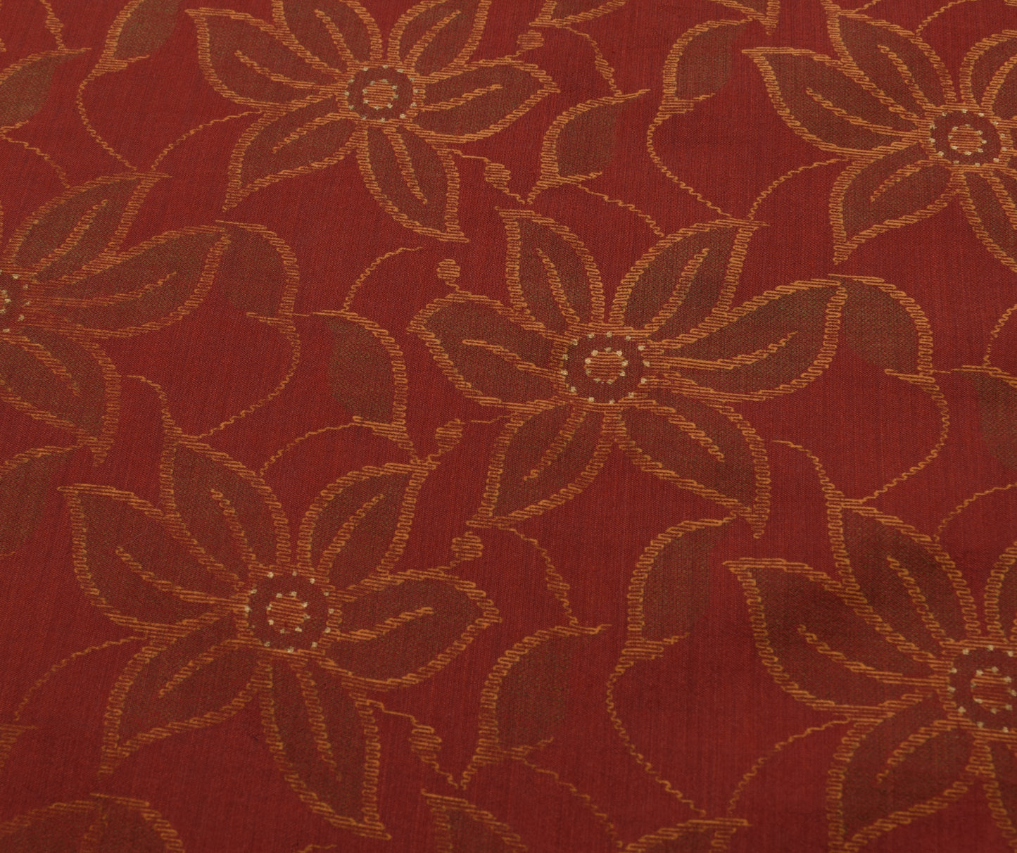 Sushila Vintage Maroon Saree Blend Silk Woven & Printed Floral Sari Craft Fabric