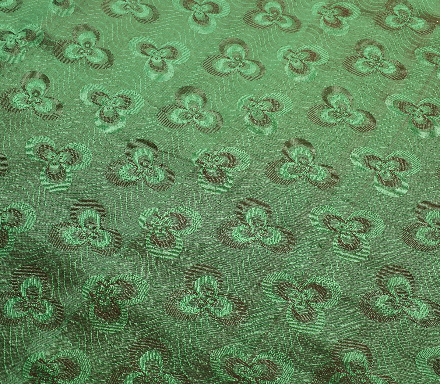 Sushila Vintage Green Saree 100% Pure Silk All Over Woven Floral Sari Fabric