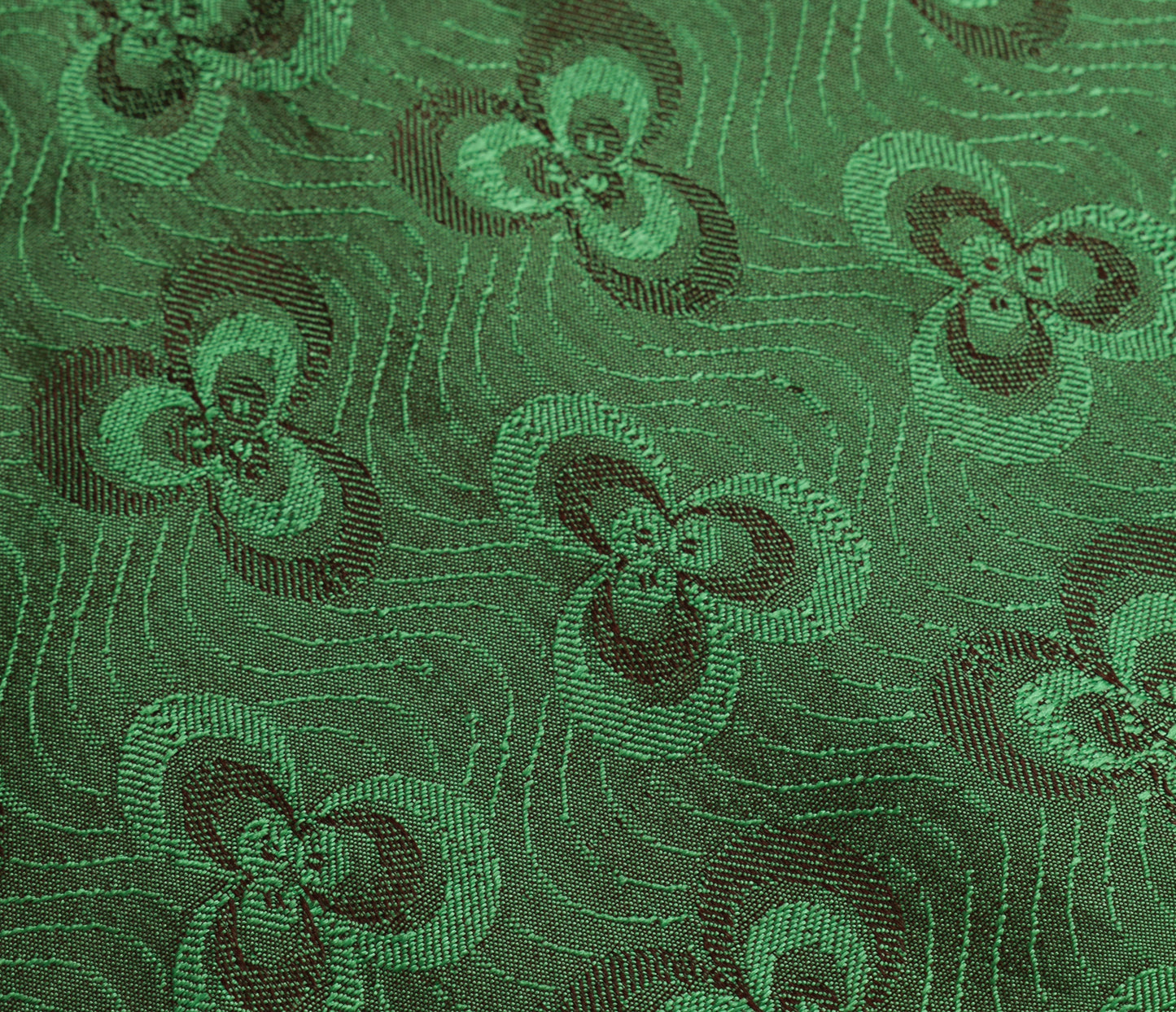 Sushila Vintage Green Saree 100% Pure Silk All Over Woven Floral Sari Fabric