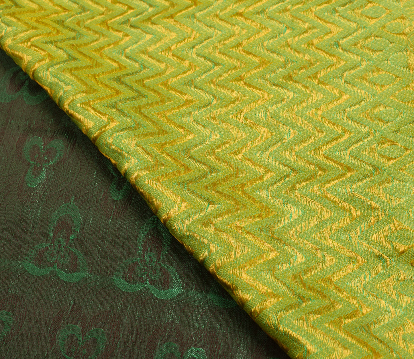 Sushila Vintage Green Saree 100% Pure Silk All Over Woven Floral Sari Fabric