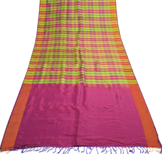 Sushila Vintage Silk Handwoven Multi-Color Checks Assam Pattu Saree Broad Border