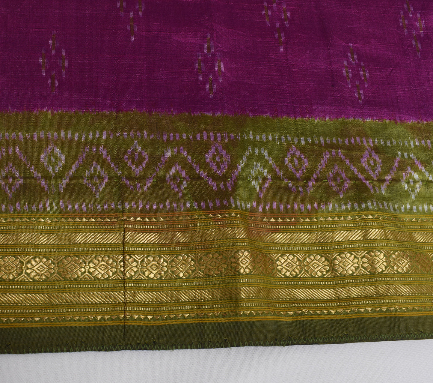 Sushila Vintage Purple Saree Pure Silk Hand Woven Ikat Patola Sari Craft Fabric