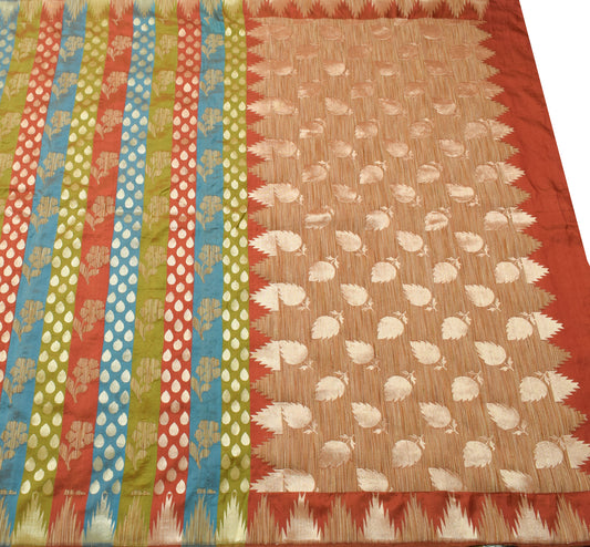 Sushila Vintage Multi-Color Saree Pure Silk All Over Woven Floral Sari Fabric