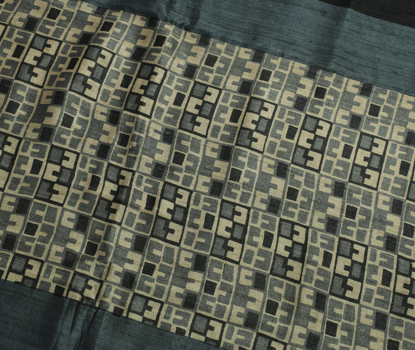 Sushila Vintage Gray Indian Saree 100% Pure Woolen Woven Sari 5 YD Craft Fabric