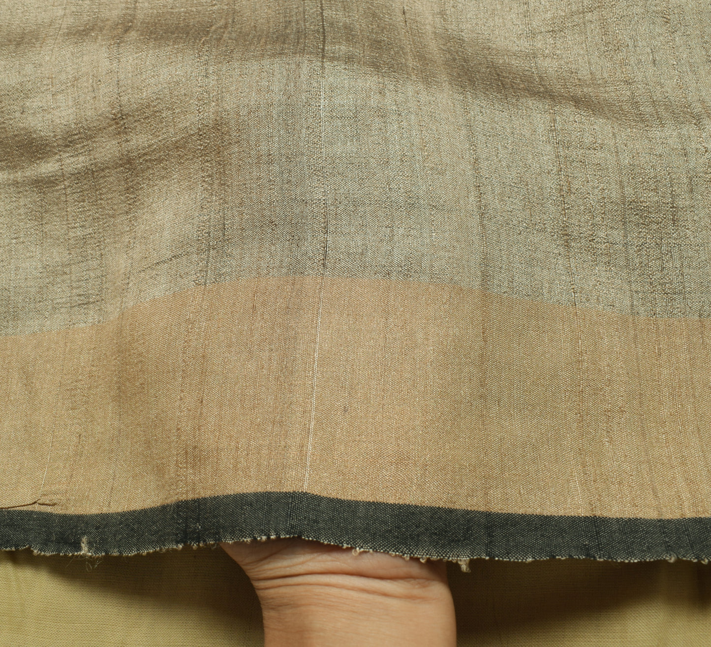 Sushila Vintage Gray Indian Saree 100% Pure Woolen Woven Sari 5 YD Craft Fabric