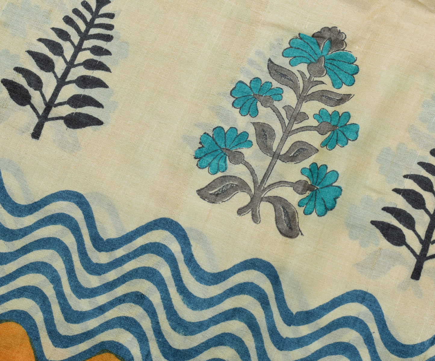 Sushila Vintage Cream Saree 100% Pure Woolen Woven Floral Soft Sari Craft Fabric