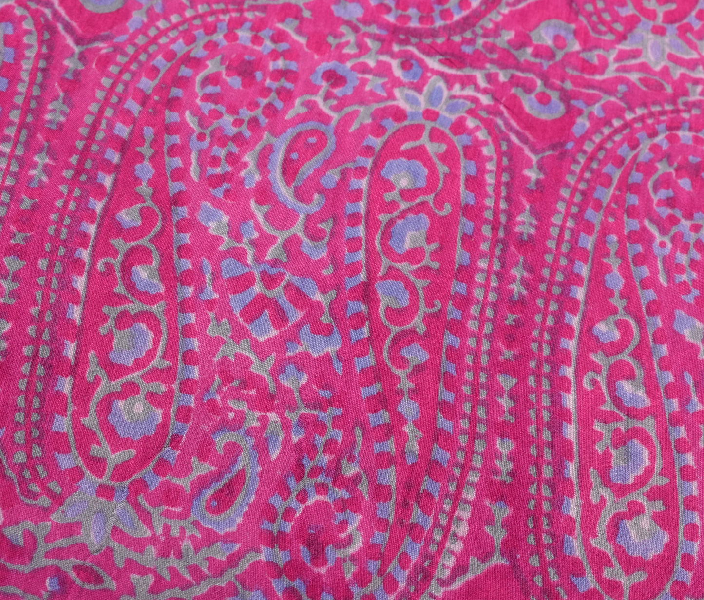 Sushila Vintage Fuchsia Pink Saree 100% Pure Woolen Woven Paisley Sari Fabric