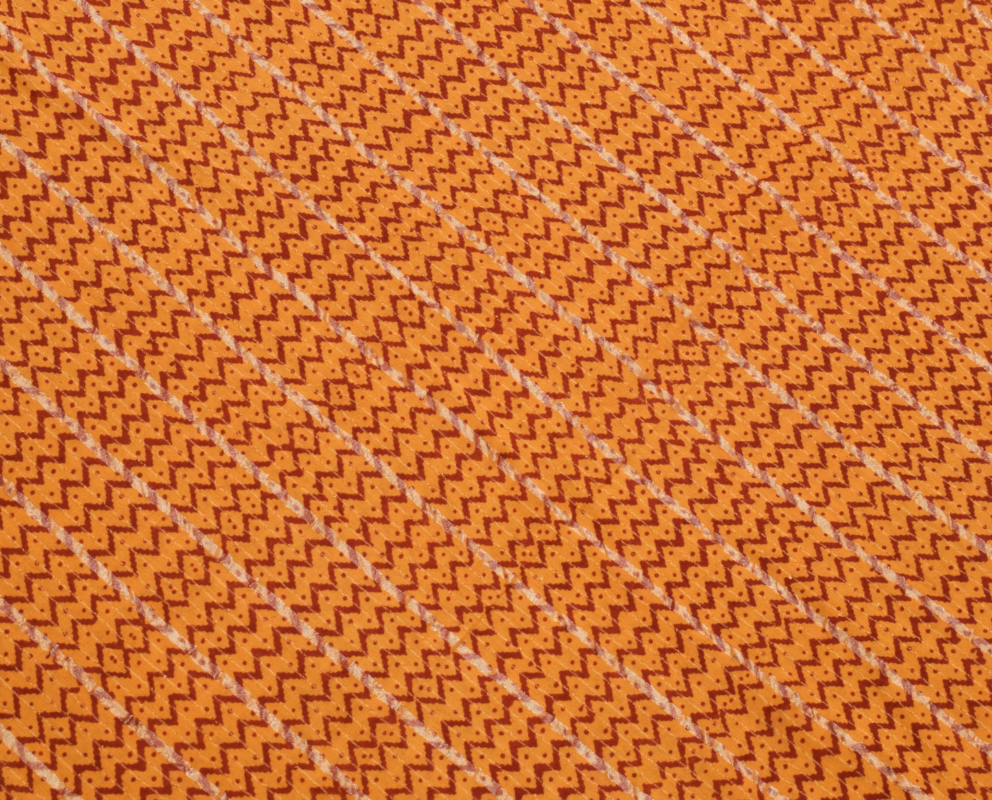 Sushila Vintage Mustard Saree 100% Pure Cotton Hand Block Printed Sari Fabric