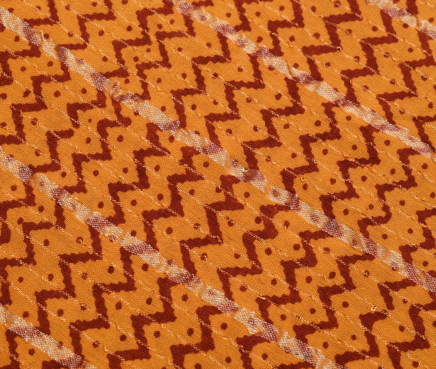 Sushila Vintage Mustard Saree 100% Pure Cotton Hand Block Printed Sari Fabric