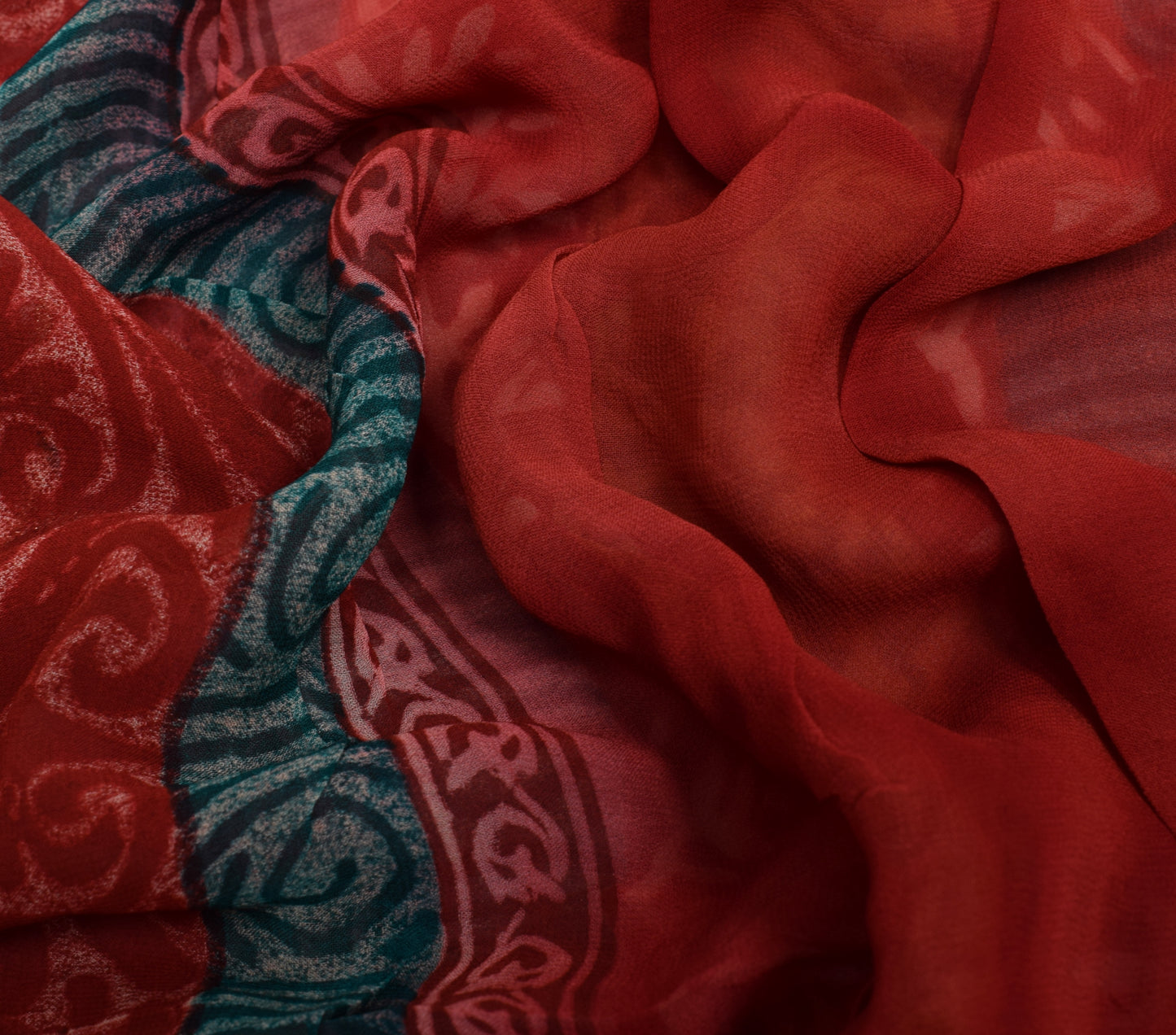 Sushila Vintage Saree Maroon 100% Pure Georgette Silk Embroidered  Sari Fabric