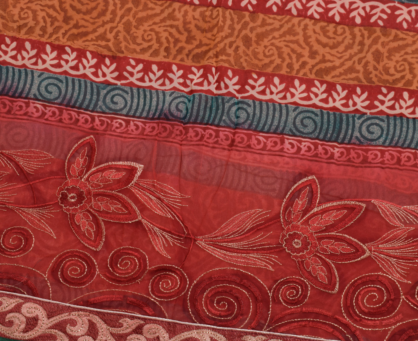 Sushila Vintage Saree Maroon 100% Pure Georgette Silk Embroidered  Sari Fabric