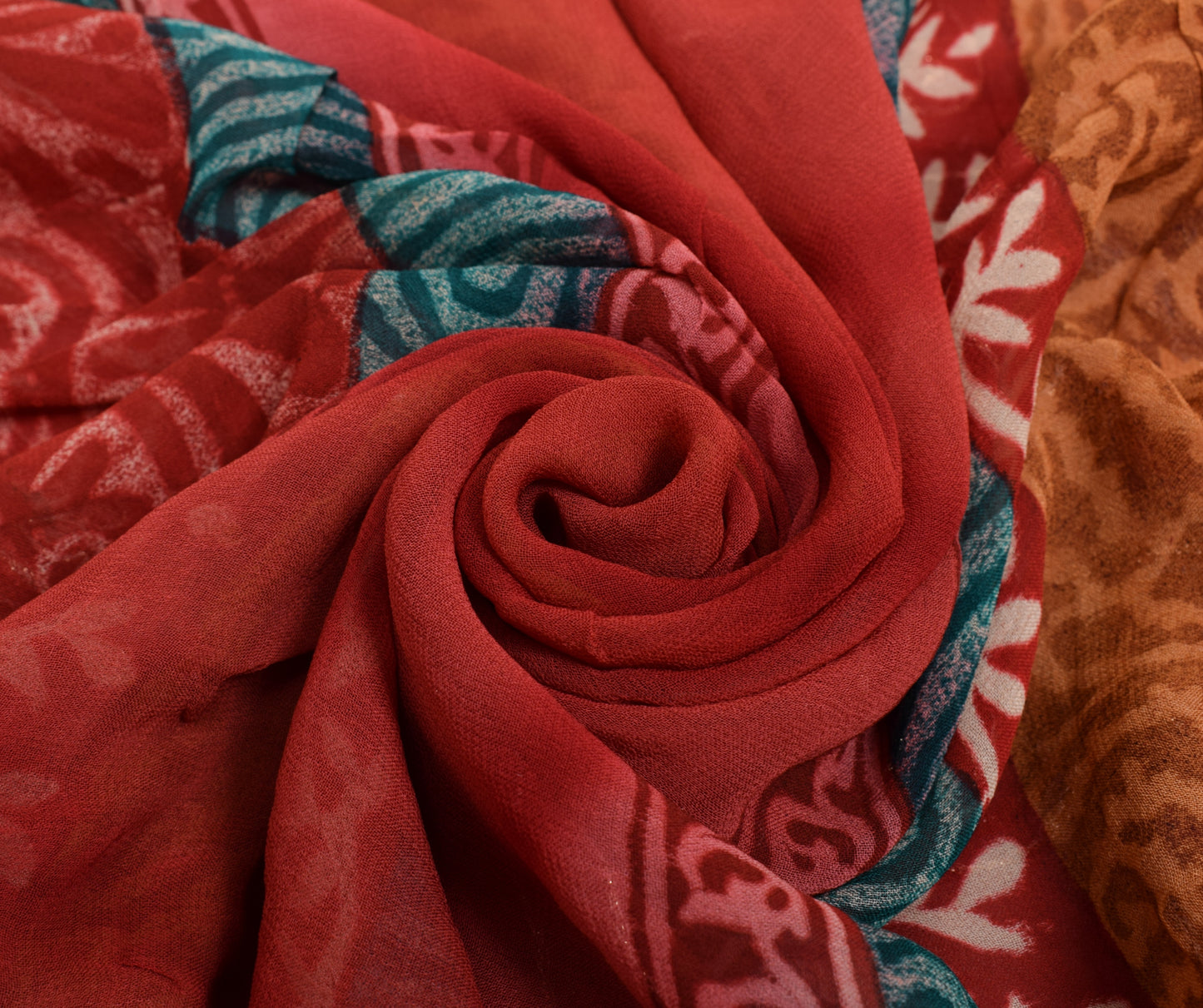 Sushila Vintage Saree Maroon 100% Pure Georgette Silk Embroidered  Sari Fabric