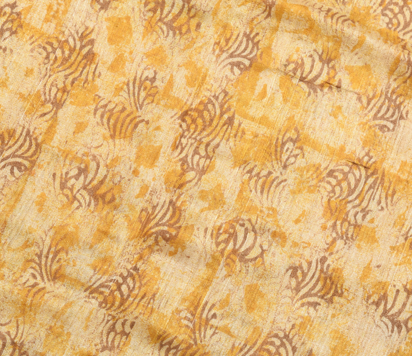 Sushila Vintage Light Brown Woven Saree 100%Pure Woolen Floral Sari Craft Fabric