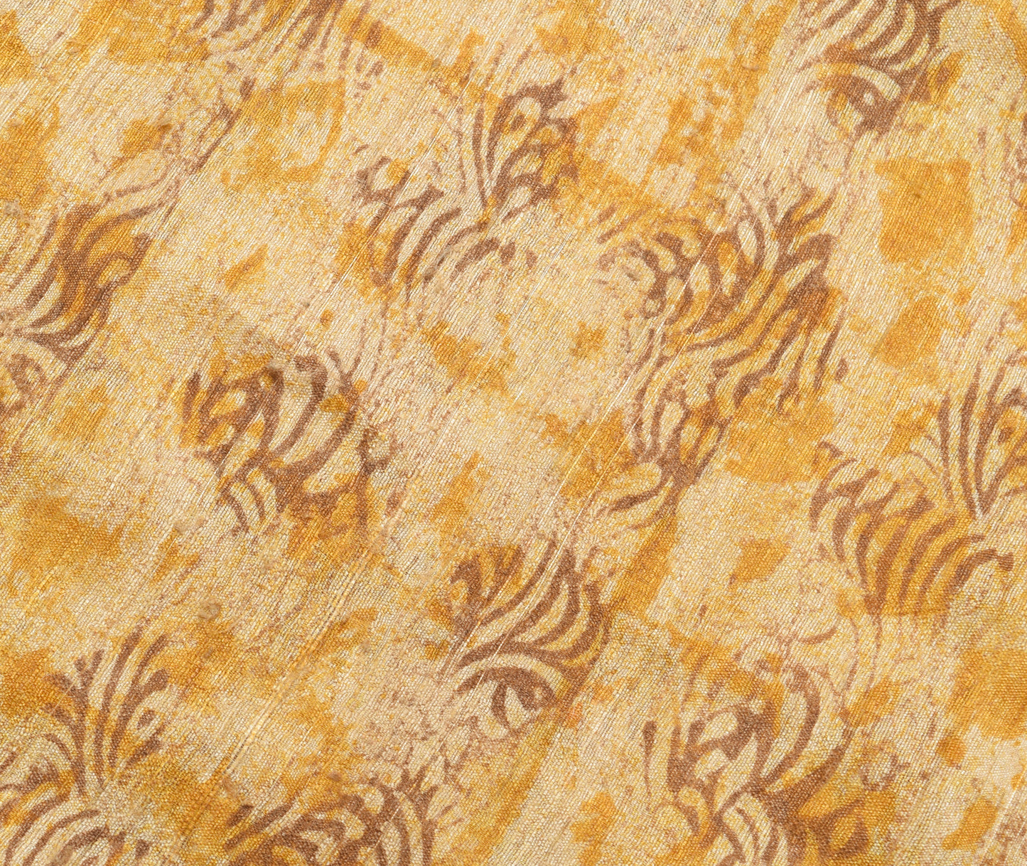 Sushila Vintage Light Brown Woven Saree 100%Pure Woolen Floral Sari Craft Fabric