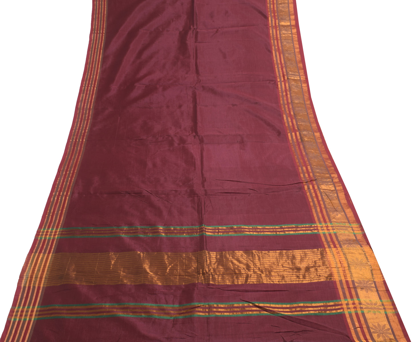 Sushila Vintage Maroon Indian Saree Blend Silk Zari Brocade Sari Craft Fabric