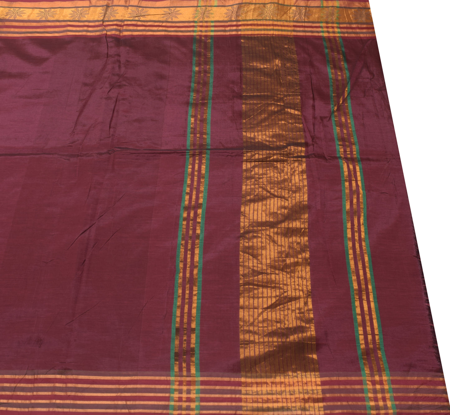 Sushila Vintage Maroon Indian Saree Blend Silk Zari Brocade Sari Craft Fabric