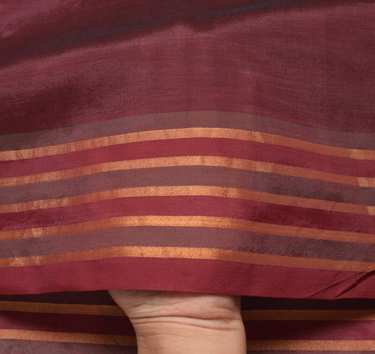 Sushila Vintage Maroon Indian Saree Blend Silk Zari Brocade Sari Craft Fabric