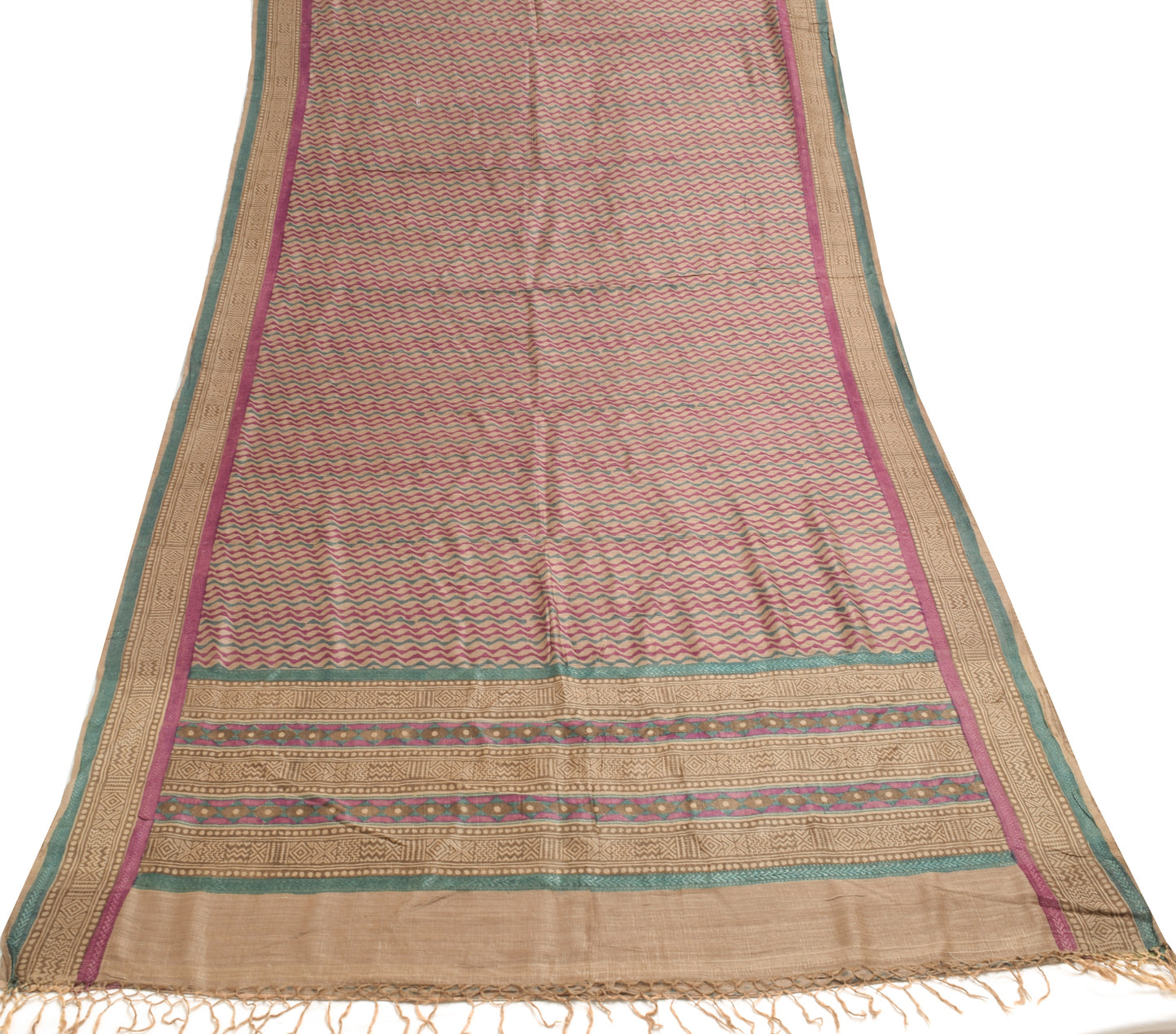Sushila Vintage Brown Branded Saree 100% Pure Tussar Silk Woven Sari Fabric