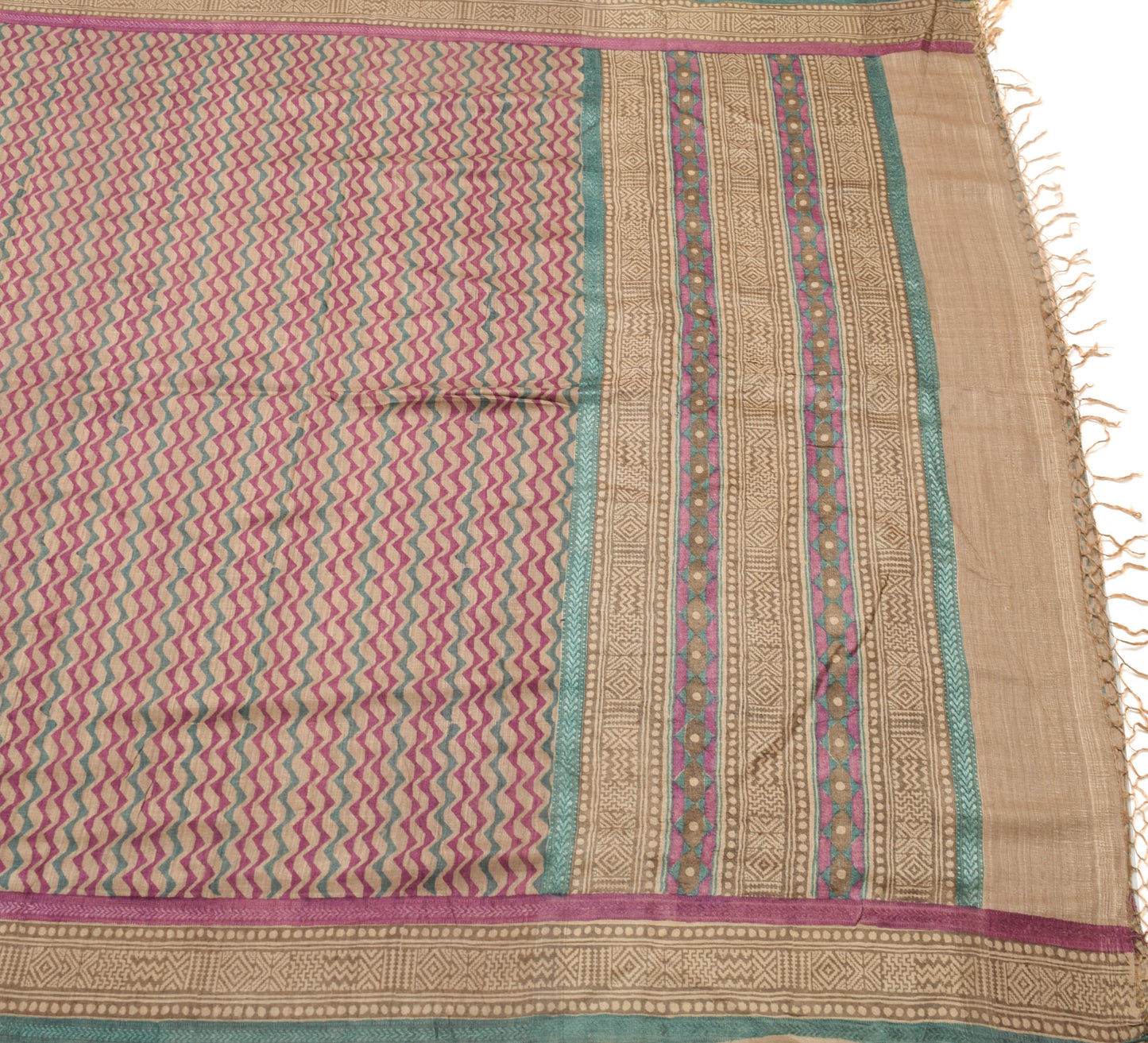 Sushila Vintage Brown Branded Saree 100% Pure Tussar Silk Woven Sari Fabric