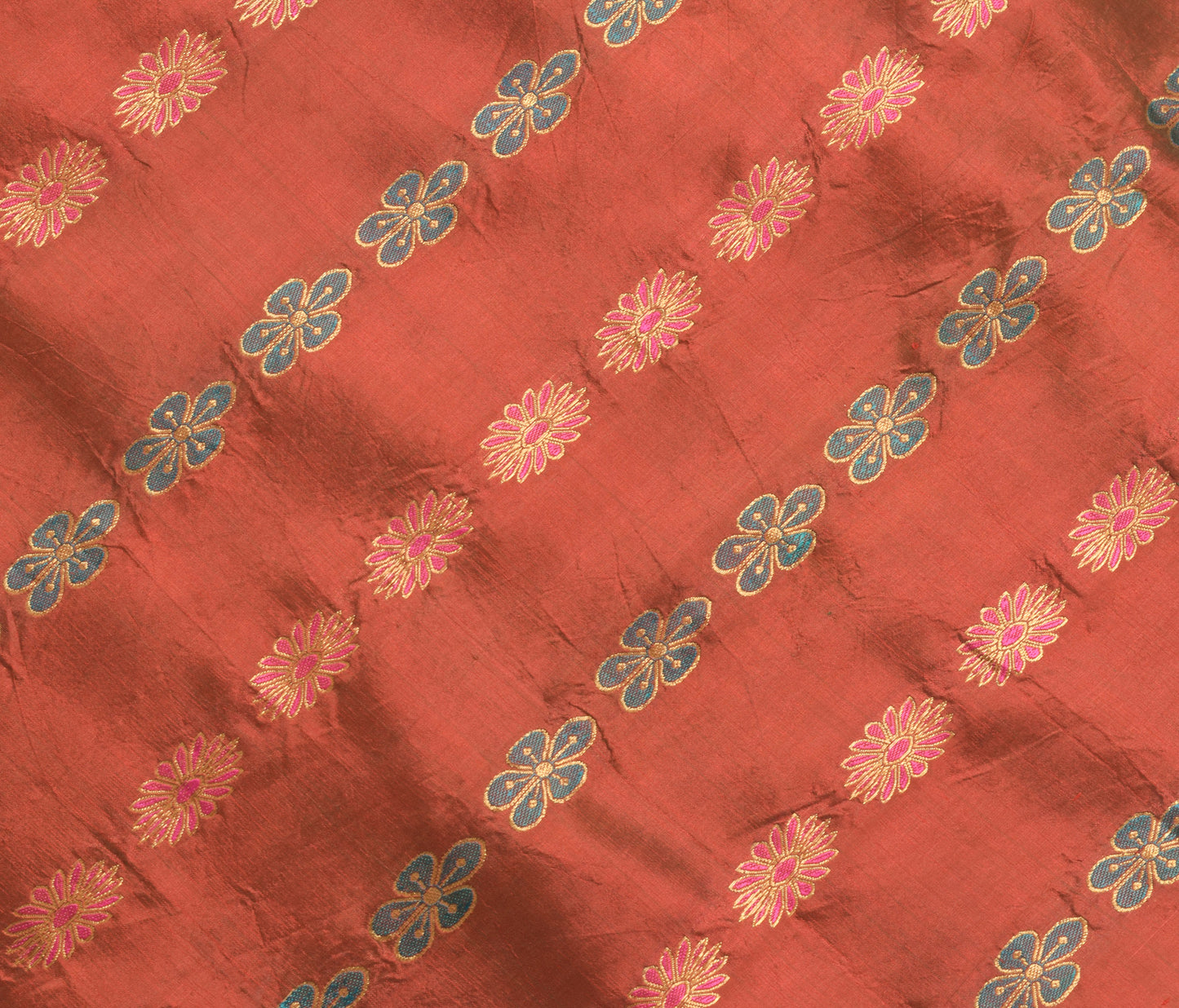 Sushila Vintage Maroon Pure Kanchipuram Silk Saree Gold Zari Brocade Sari Craft Fabric