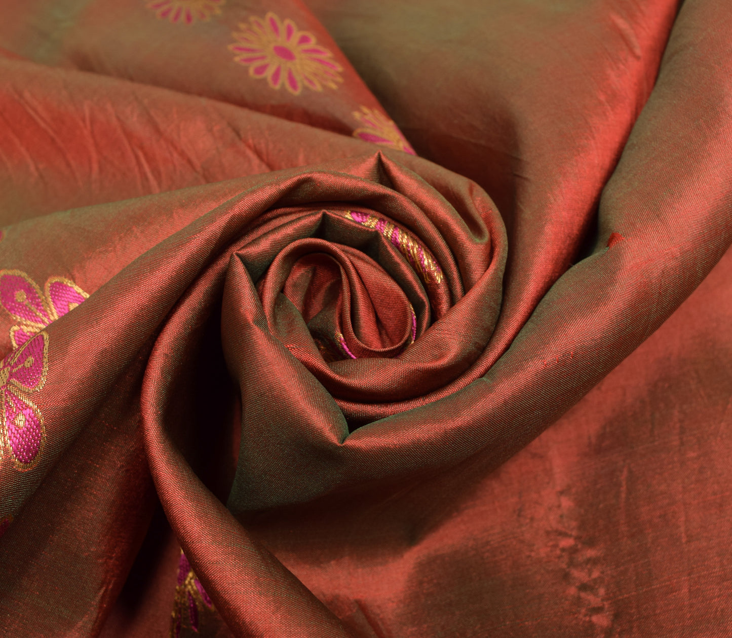 Sushila Vintage Maroon Pure Kanchipuram Silk Saree Gold Zari Brocade Sari Craft Fabric