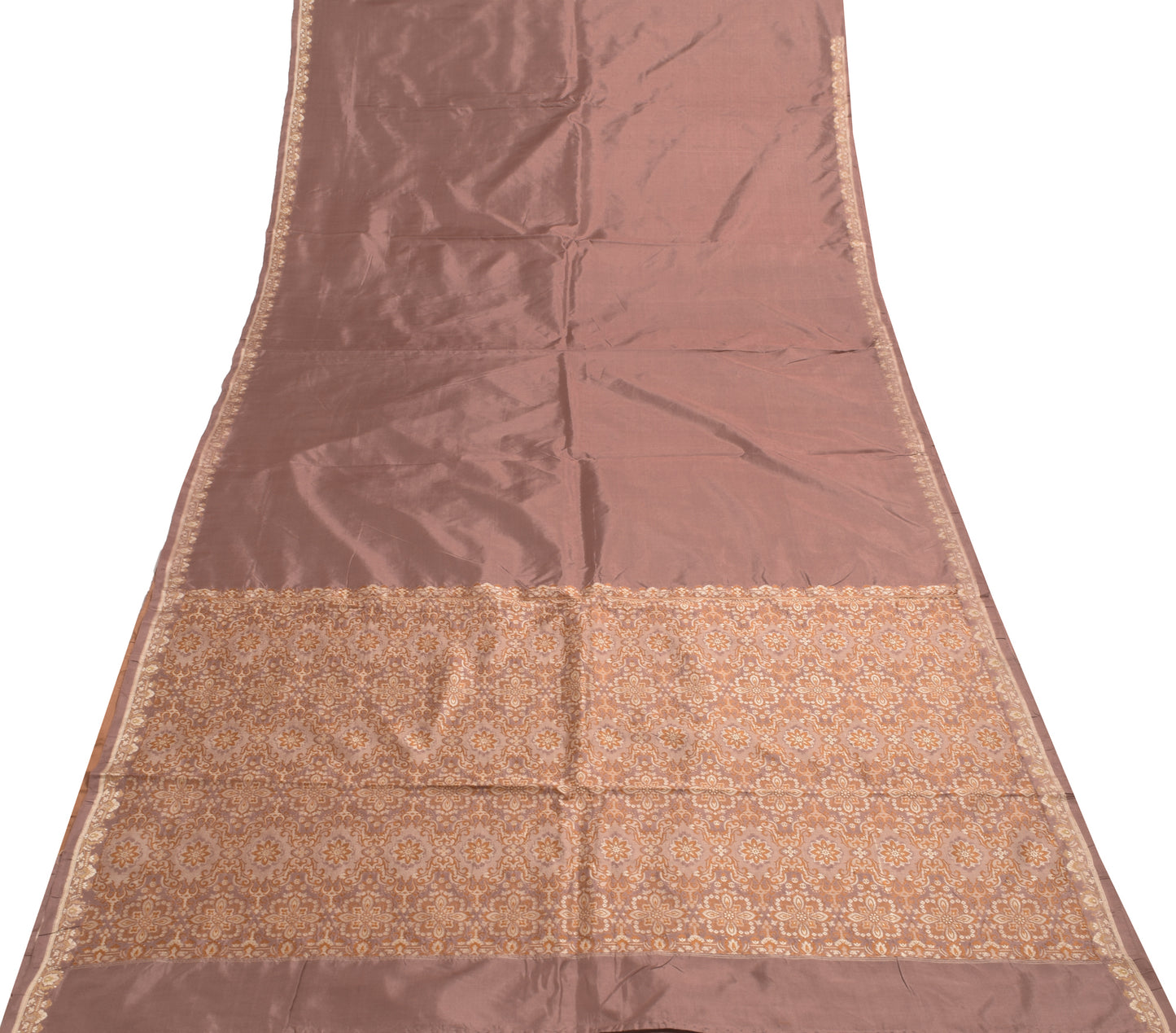 Sushila Vintage Indian Saree 100% Pure Silk Resham Woven Soft Sari Craft Fabric