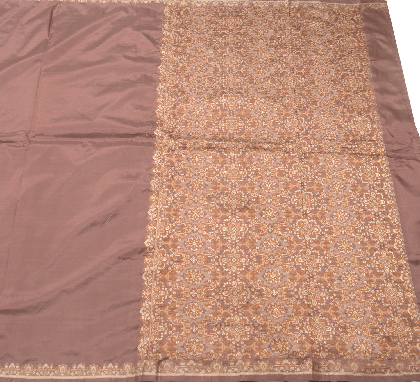 Sushila Vintage Indian Saree 100% Pure Silk Resham Woven Soft Sari Craft Fabric