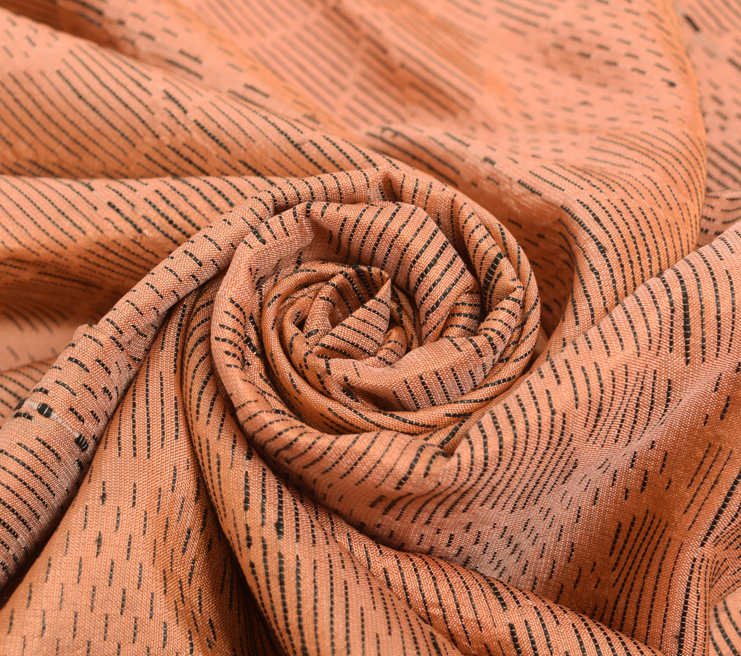 Sushila Vintage Peach Woven Indian Saree 100% Pure Silk Floral Sari Craft Fabric