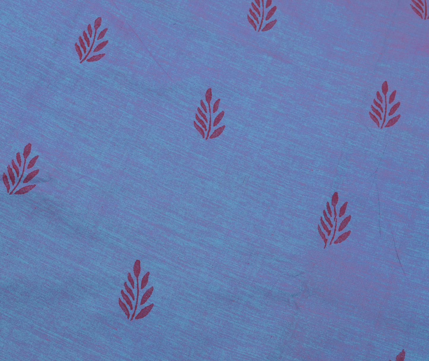 Sushila Vintage Blue Dual Tone Saree Blend Cotton Hand Block Printed Sari Fabric