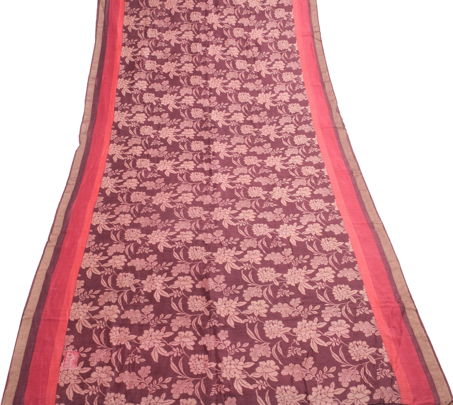Sushila Vintage Indian Saree 100% Pure Silk Floral Woven Soft Sari Craft Fabric