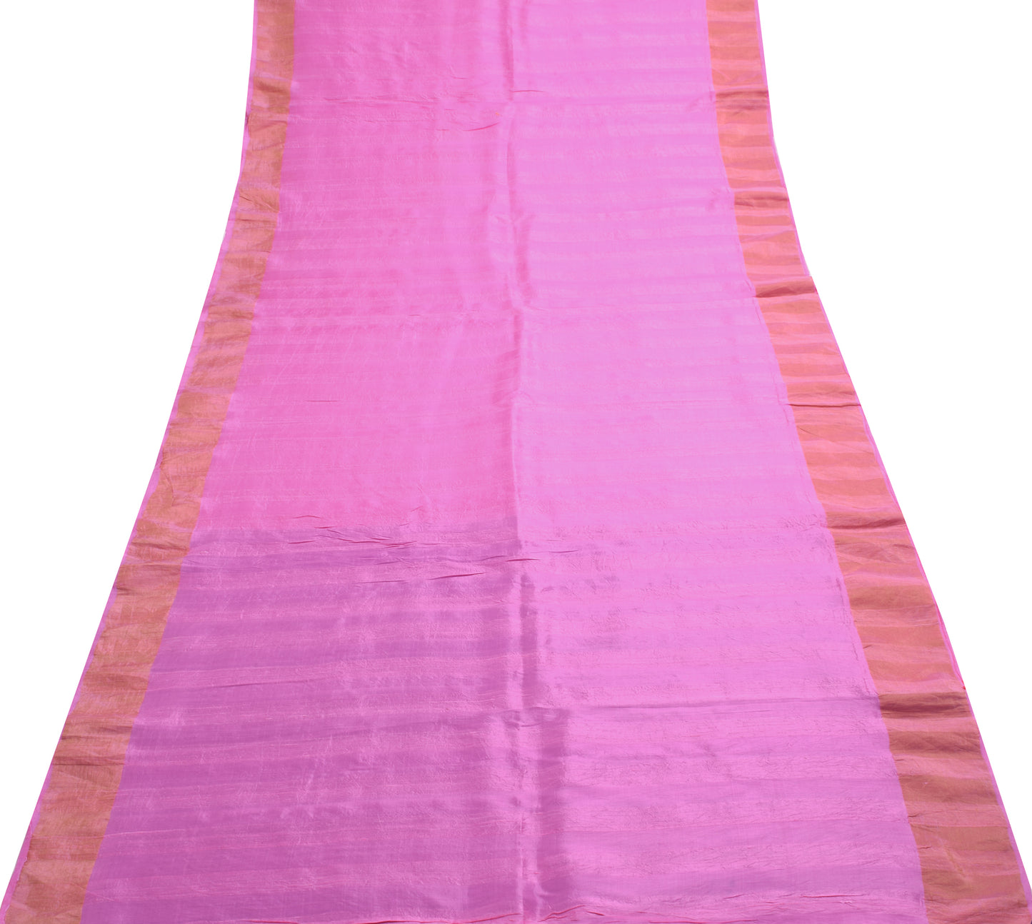 Sushila Vintage Pink Woven Indian Saree 100% Pure Silk Sari Craft 5 YD Fabric