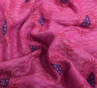 Sushila Vintage Pink 100% Pure Woolen Saree Hand Block Printed Soft Sari Fabric