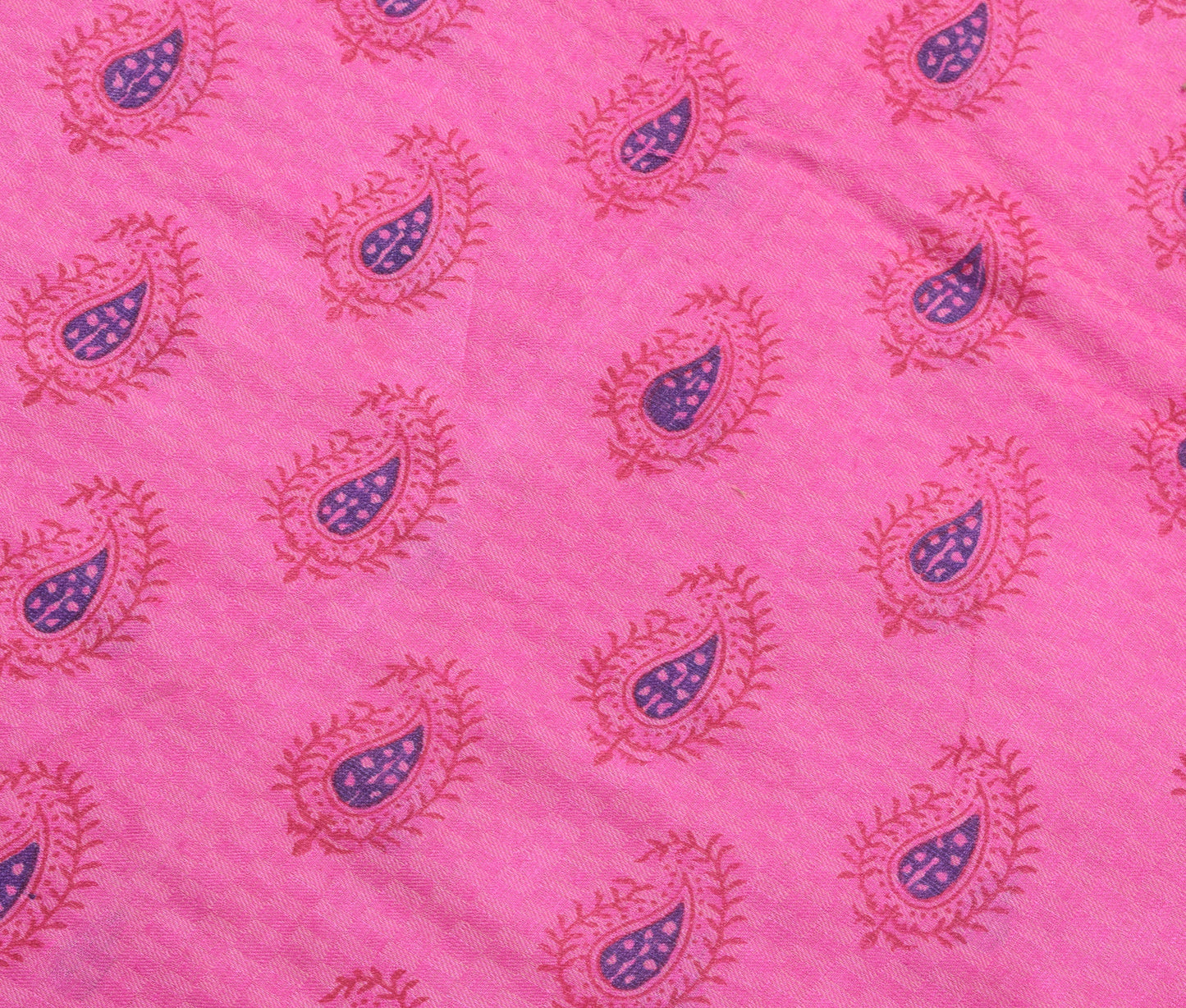 Sushila Vintage Pink 100% Pure Woolen Saree Hand Block Printed Soft Sari Fabric