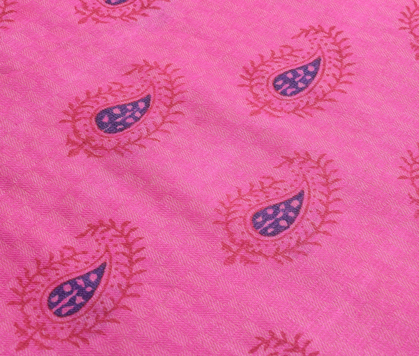 Sushila Vintage Pink 100% Pure Woolen Saree Hand Block Printed Soft Sari Fabric
