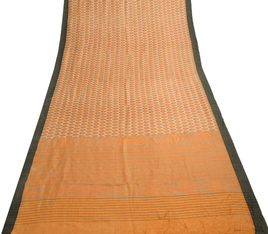 Sushila Vintage Cream Floral Saree 100% Pure Woolen Woven Soft Sari Craft Fabric