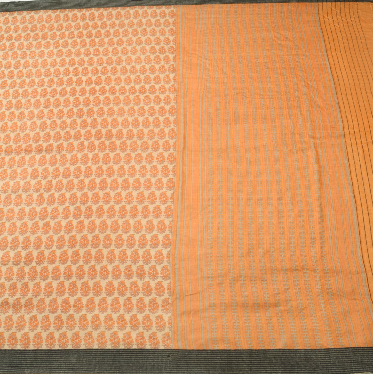 Sushila Vintage Cream Floral Saree 100% Pure Woolen Woven Soft Sari Craft Fabric