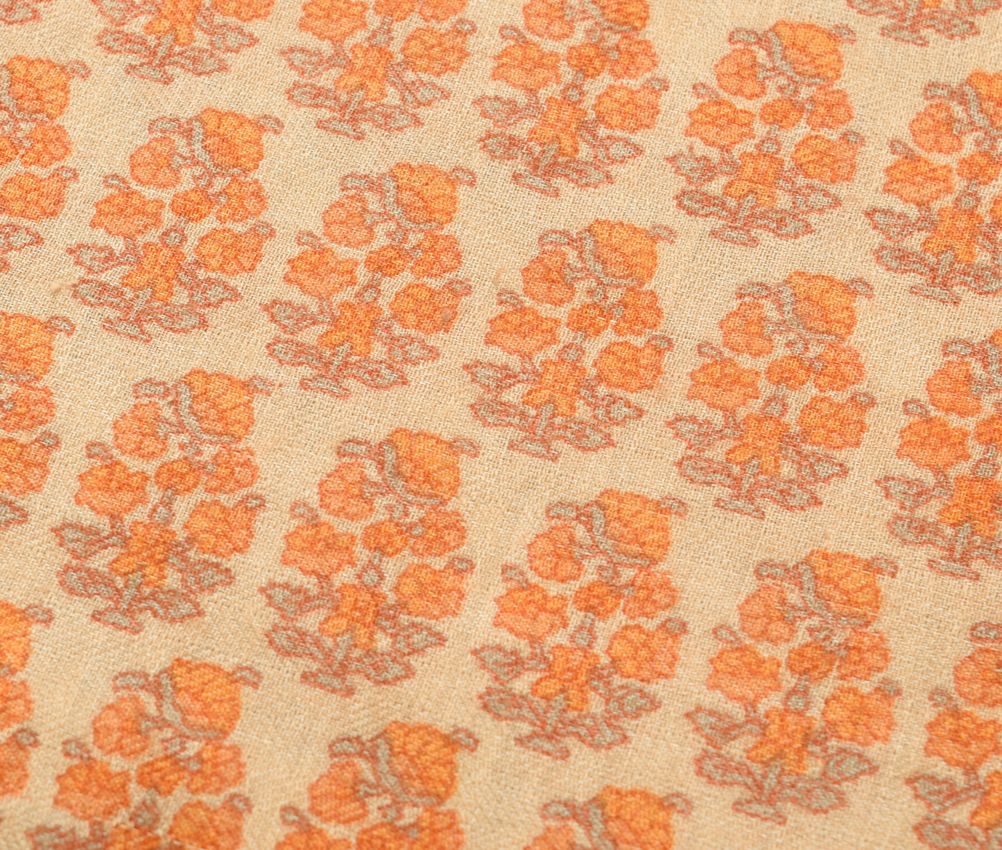 Sushila Vintage Cream Floral Saree 100% Pure Woolen Woven Soft Sari Craft Fabric