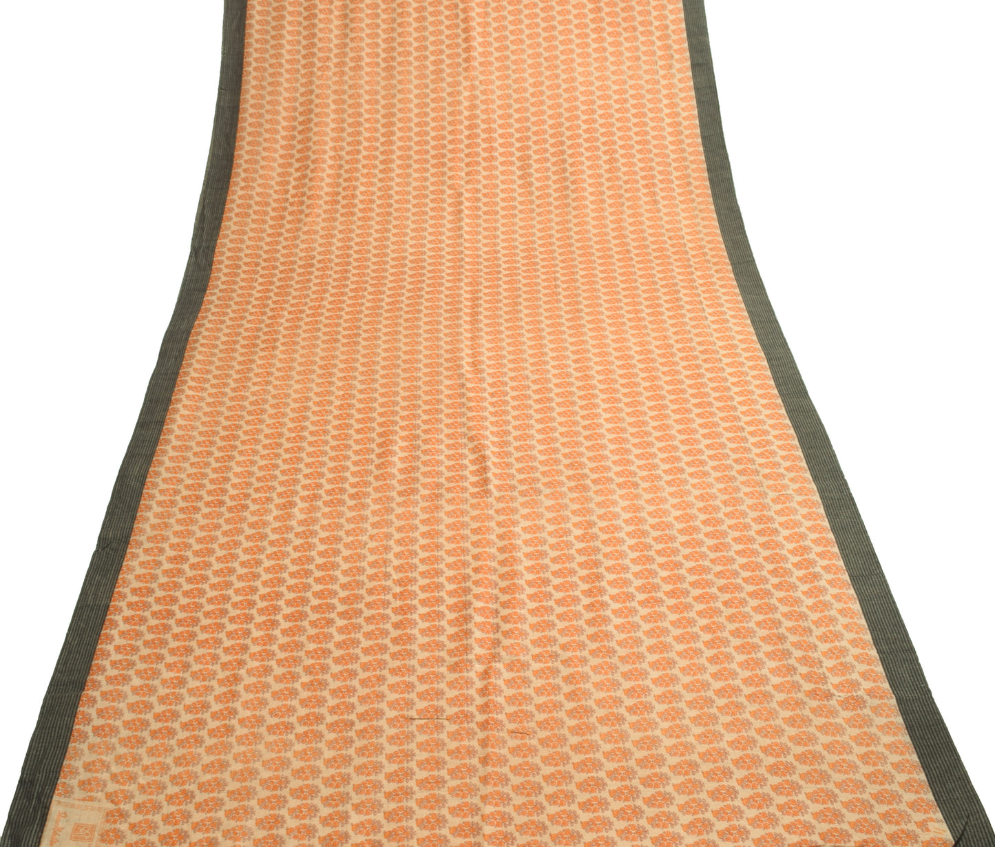 Sushila Vintage Cream Floral Saree 100% Pure Woolen Woven Soft Sari Craft Fabric