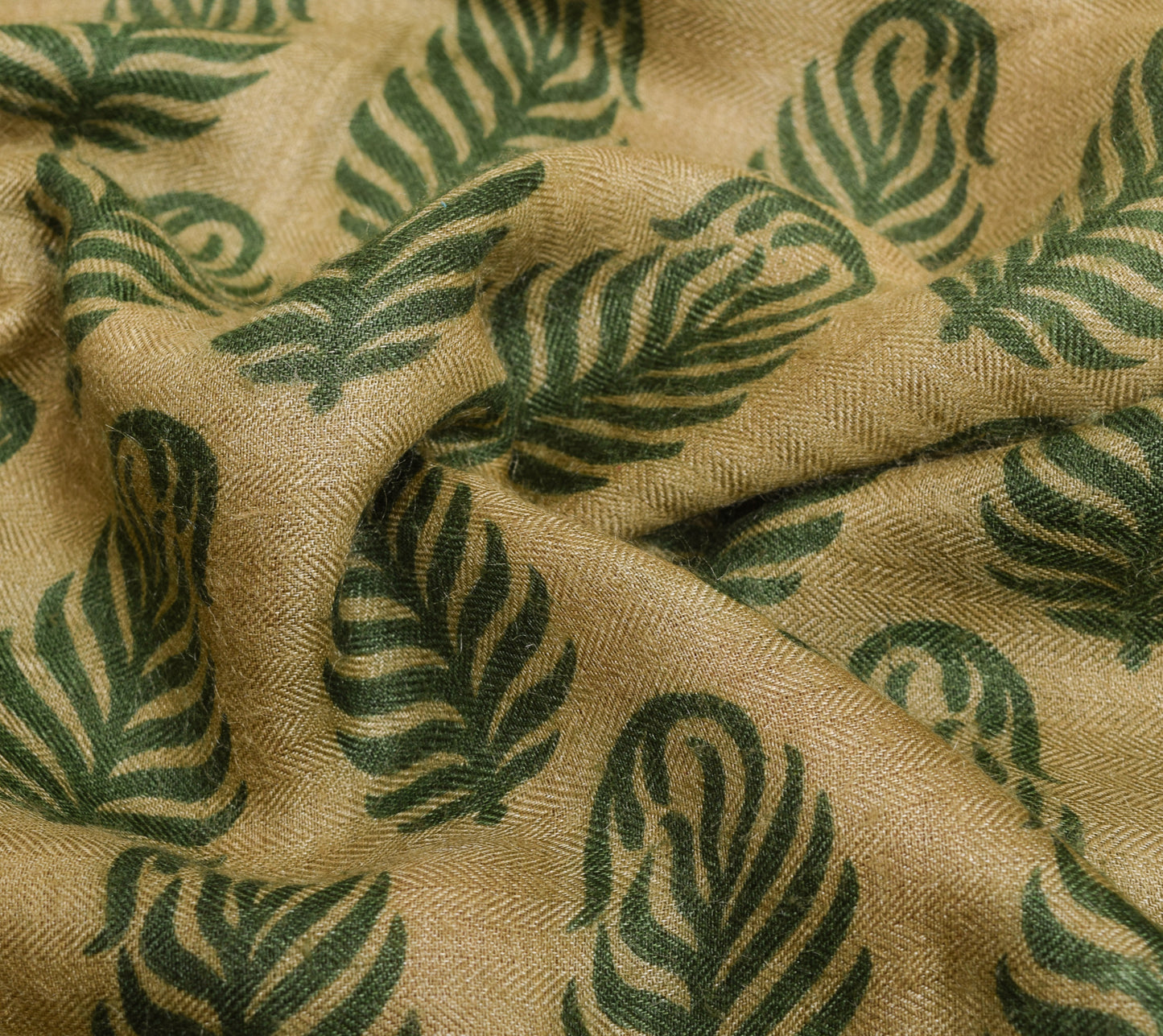 Sushila Vintage Green Soft Saree 100% Pure Woolen Woven Floral Sari Craft Fabric