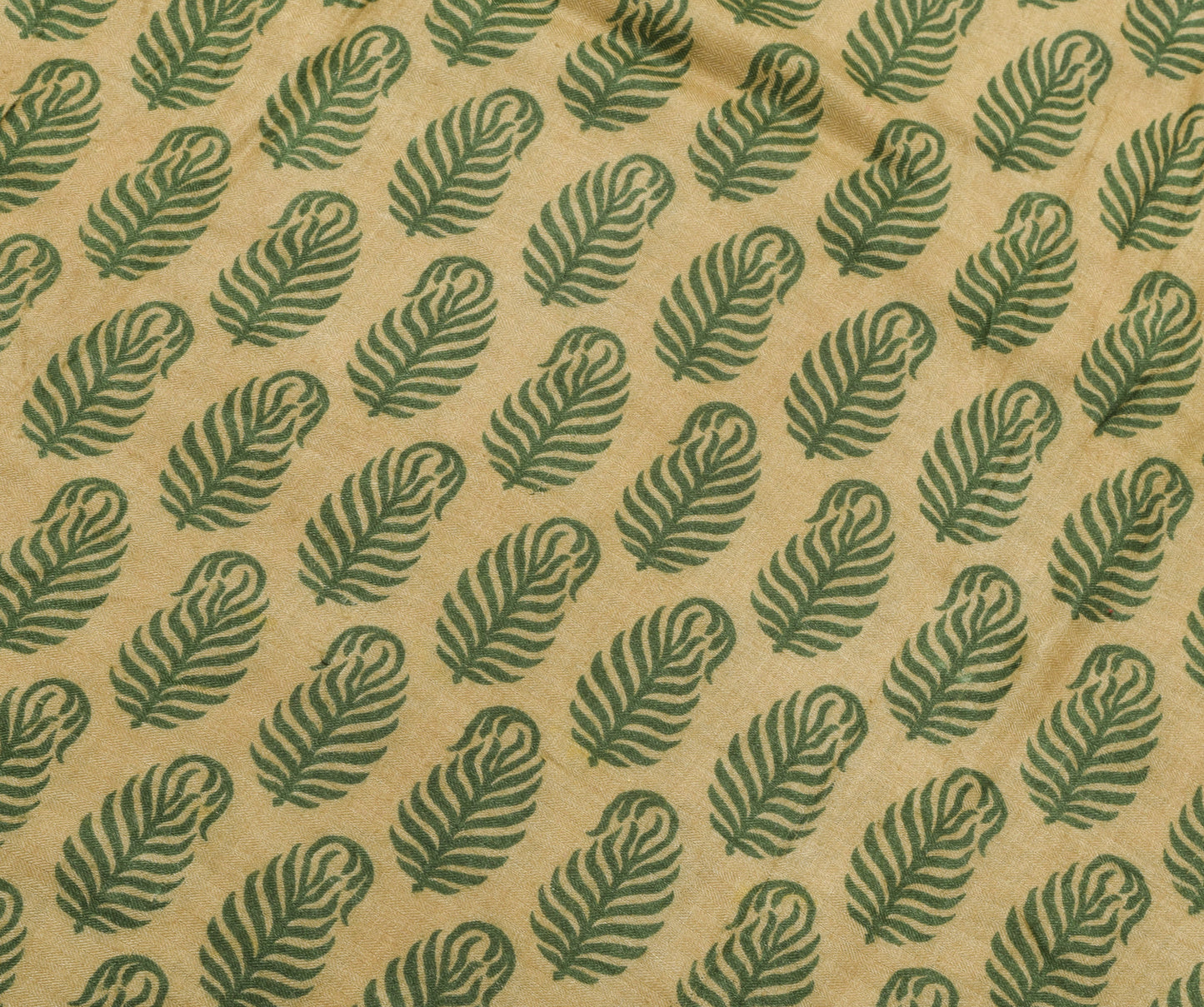 Sushila Vintage Green Soft Saree 100% Pure Woolen Woven Floral Sari Craft Fabric