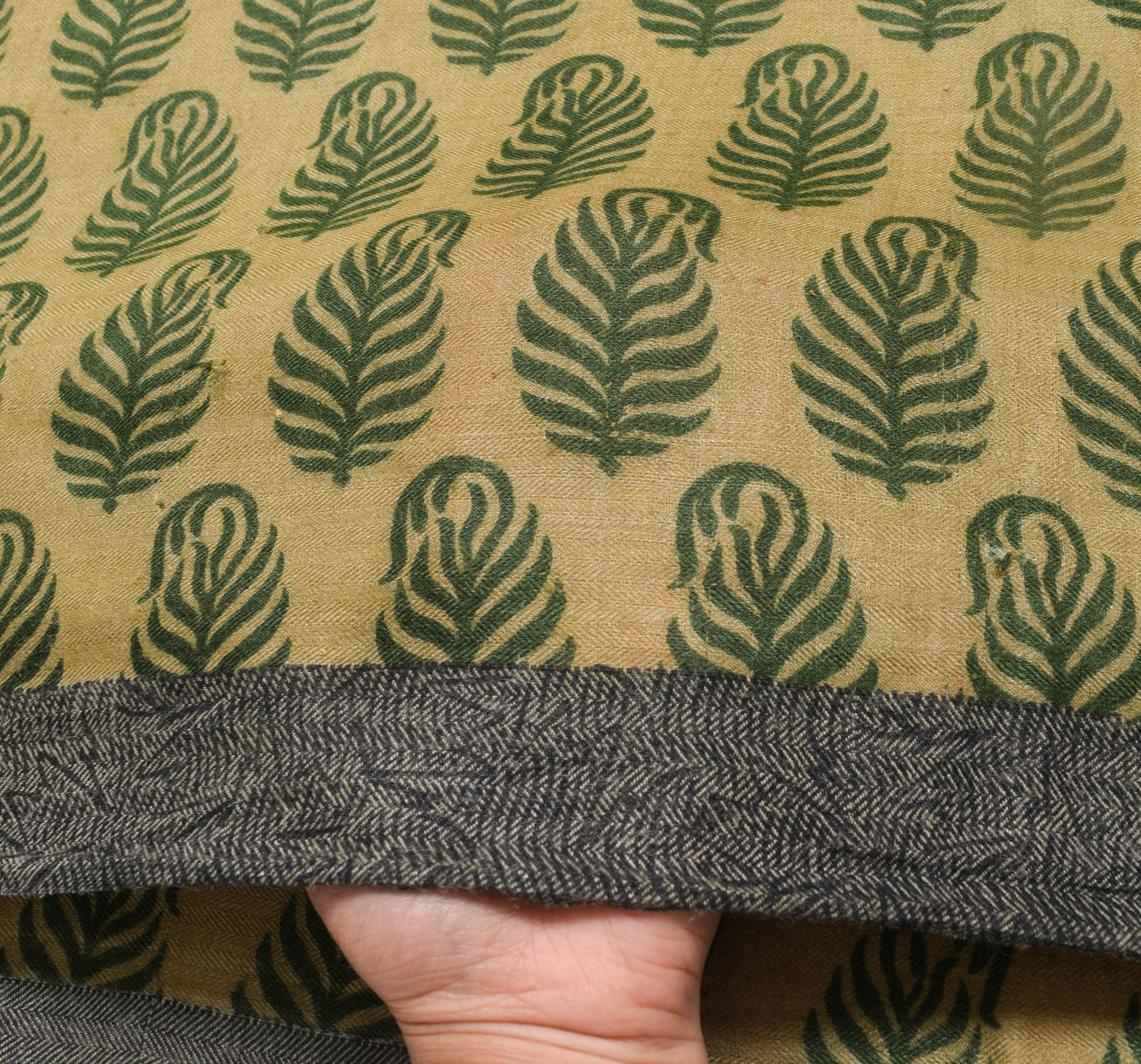 Sushila Vintage Green Soft Saree 100% Pure Woolen Woven Floral Sari Craft Fabric