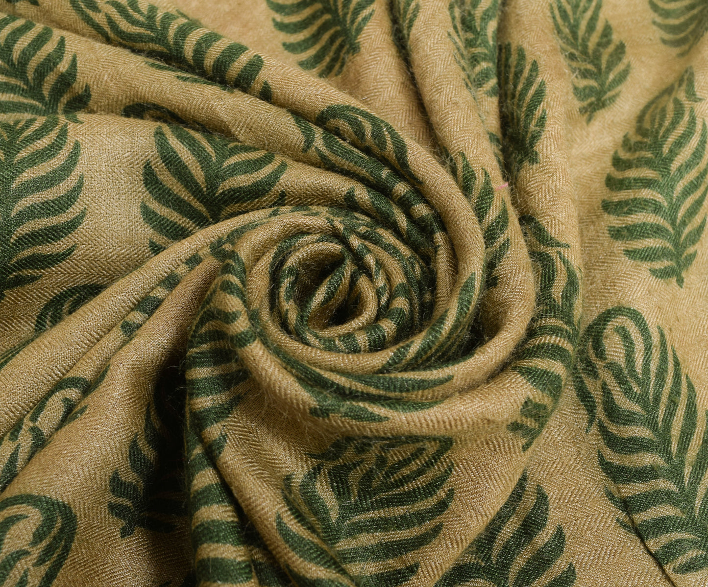 Sushila Vintage Green Soft Saree 100% Pure Woolen Woven Floral Sari Craft Fabric
