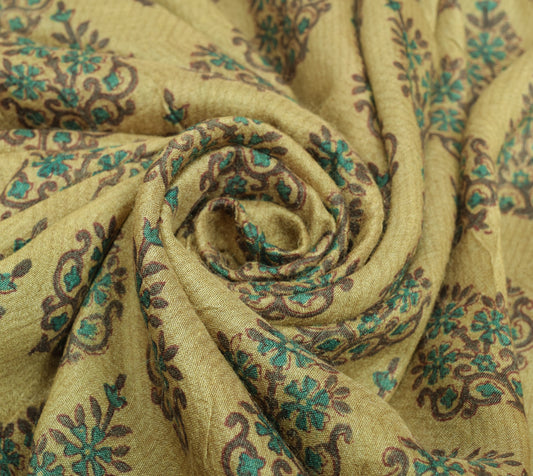 Sushila Vintage Green Branded Woven Saree 100% Pure Woolen Floral Sari Fabric