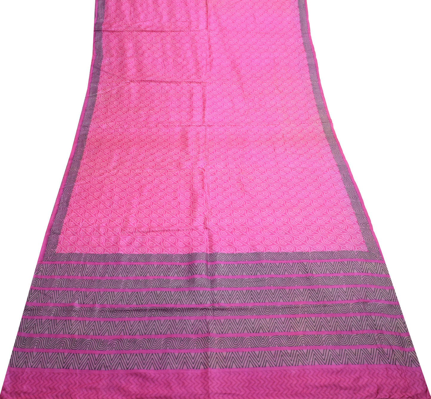 Sushila Vintage Pink Paisley Soft Saree 100% Pure Silk Printed Sari Craft Fabric